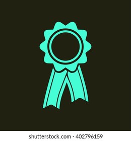 Badge with ribbons icon. Award rosette with ribbon simbol.