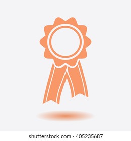  Badge with ribbons icon. Award rosette with ribbon simbol.