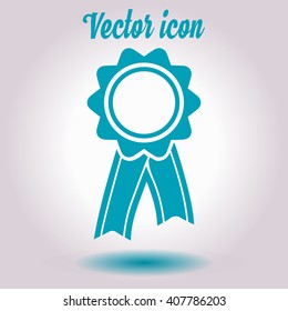  Badge with ribbons icon. Award rosette with ribbon simbol.
