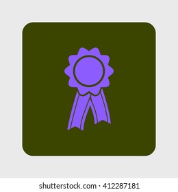  Badge with ribbons icon. Award rosette with ribbon symbol.