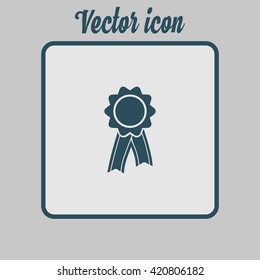  Badge with ribbons icon. Award rosette with ribbon simbol.