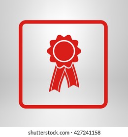 Badge with ribbons icon. Award rosette with ribbon symbol.