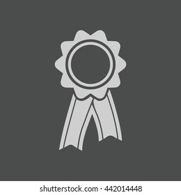  Badge with ribbons icon. Award rosette with ribbon simbol.
