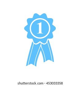  Badge with ribbons icon. Award rosette with ribbon symbol.