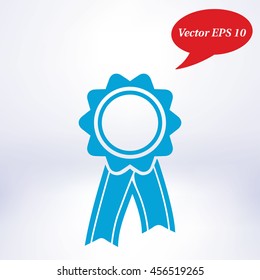  Badge with ribbons icon. Award rosette with ribbon simbol.