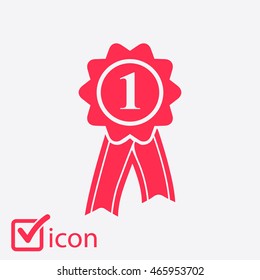  Badge with ribbons icon. Award rosette with ribbon simbol.