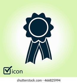  Badge with ribbons icon. Award rosette with ribbon simbol.