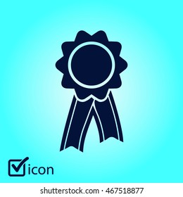  Badge with ribbons icon. Award rosette with ribbon simbol.