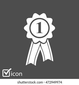  Badge with ribbons icon. Award rosette with ribbon simbol.