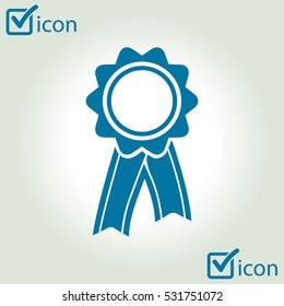  Badge with ribbons icon. Award rosette with ribbon simbol.