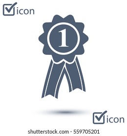  Badge with ribbons icon. Award rosette with ribbon simbol.