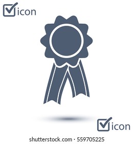  Badge with ribbons icon. Award rosette with ribbon simbol.