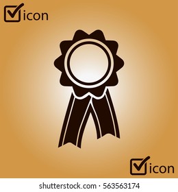  Badge with ribbons icon. Award rosette with ribbon simbol.