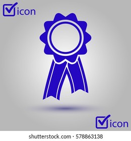  Badge with ribbons icon. Award rosette with ribbon simbol.