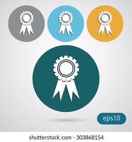 badge with ribbons icon eps 10 flat design