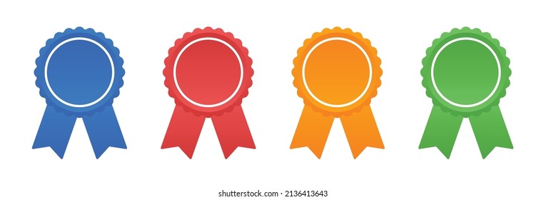 Badge with ribbons icon set. Medal badge vector in graphic design.