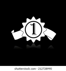 badge with ribbons icon with shadow