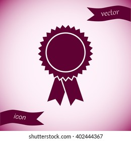 badge with ribbons, icon, vector