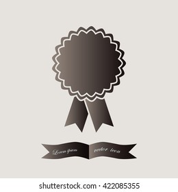 badge with ribbons, icon, vector
