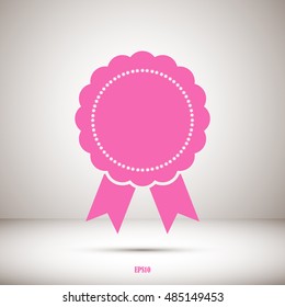 badge with ribbons, icon, vector