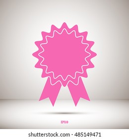 badge with ribbons, icon, vector