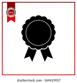 badge with ribbons, icon, vector