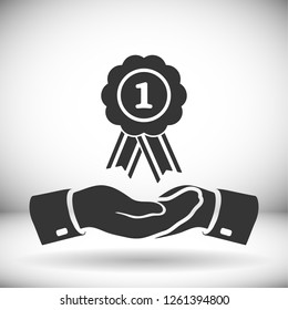  badge with ribbons icon. Vector  Eps 10 