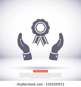badge with ribbons icon. Vector Eps 10 . Lorem Ipsum Flat Design