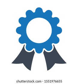 Badge with ribbons icon vector illustration
