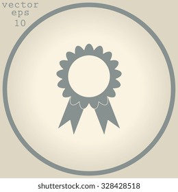 badge with ribbons icon, vector illustration. Flat design style