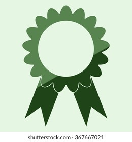  badge with ribbons icon, vector illustration. Flat design style