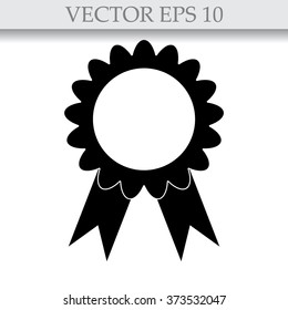 badge with ribbons icon, vector illustration. Flat design style