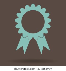 badge with ribbons icon, vector illustration. Flat design style