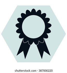 badge with ribbons icon, vector illustration. Flat design style
