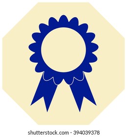 badge with ribbons icon, vector illustration. Flat design style