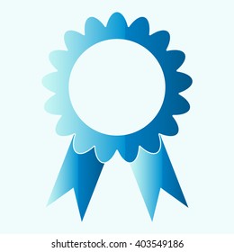 badge with ribbons icon, vector illustration. Flat design style
