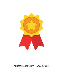 Insignia con el icono de las cintas, Ilustración vectorial. Icono de premio Estilo de diseño plano.