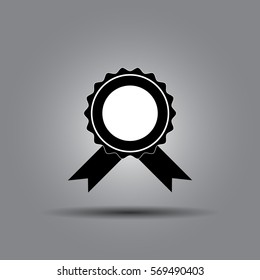 Badge with ribbons icon, vector illustration, simple flat design