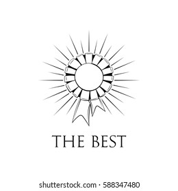 Badge with ribbons icon, vector illustration, simple flat design isolated on white