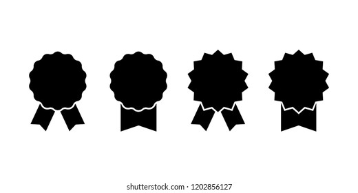 Badge with ribbons icon, vector set, simple flat design