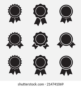 Badge with ribbons icon, vector set, simple flat design