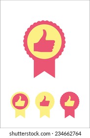 Badge with ribbons icon, vector set, the first place