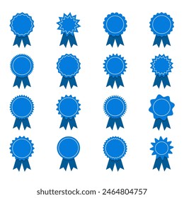 Badge with ribbons icons set. Quality and guarantee labels set.