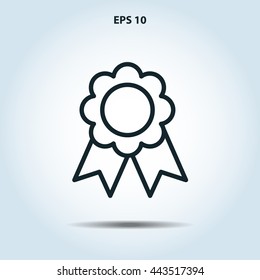  badge with ribbons line icon