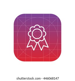  badge with ribbons line icon