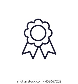  badge with ribbons line icon