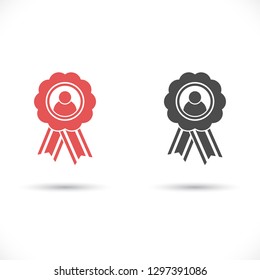 badge with ribbons man icon. Vector Eps 10