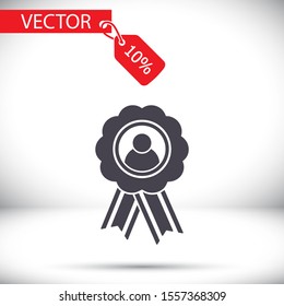 badge with ribbons man icon. Vector Eps 10. Lorem Ipsum Flat Design