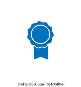 Badge with ribbons. Prize medal. Flat style icon.