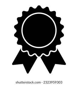 badge with ribbons, rosette, medal, quality, winning icon